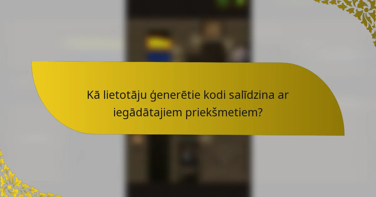 Kā lietotāju ģenerētie kodi salīdzina ar iegādātajiem priekšmetiem?
